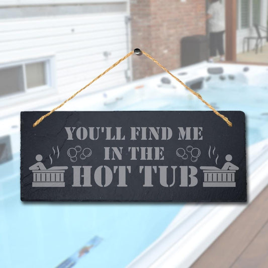 Hot Tub Decor: Laser Engraved Slate Pool Sign