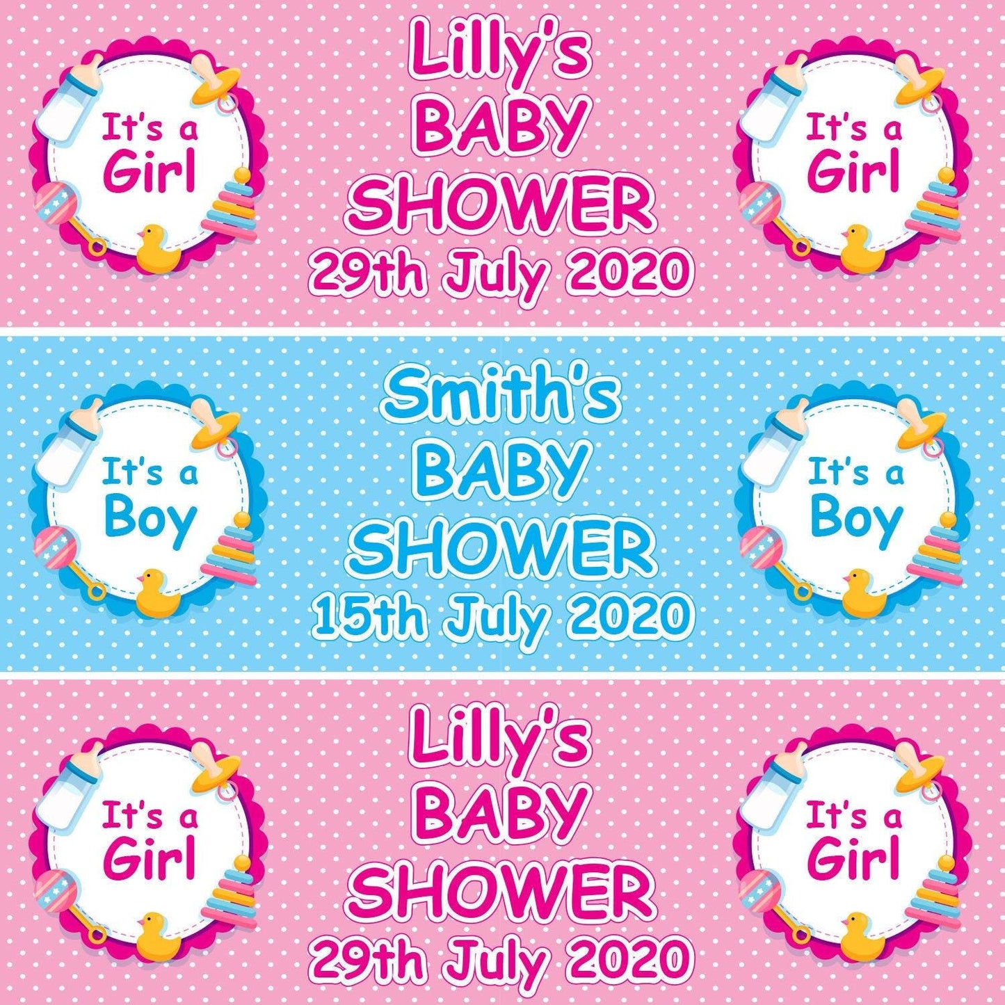 2 Personalised Baby Shower Boy Or Girl Banners Party Celebration Decor Poster