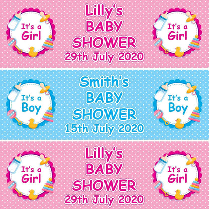 2 Personalised Baby Shower Boy Or Girl Banners Party Celebration Decor Poster