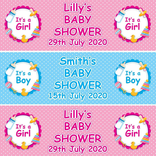 2 Personalised Baby Shower Boy Or Girl Banners Party Celebration Decor Poster