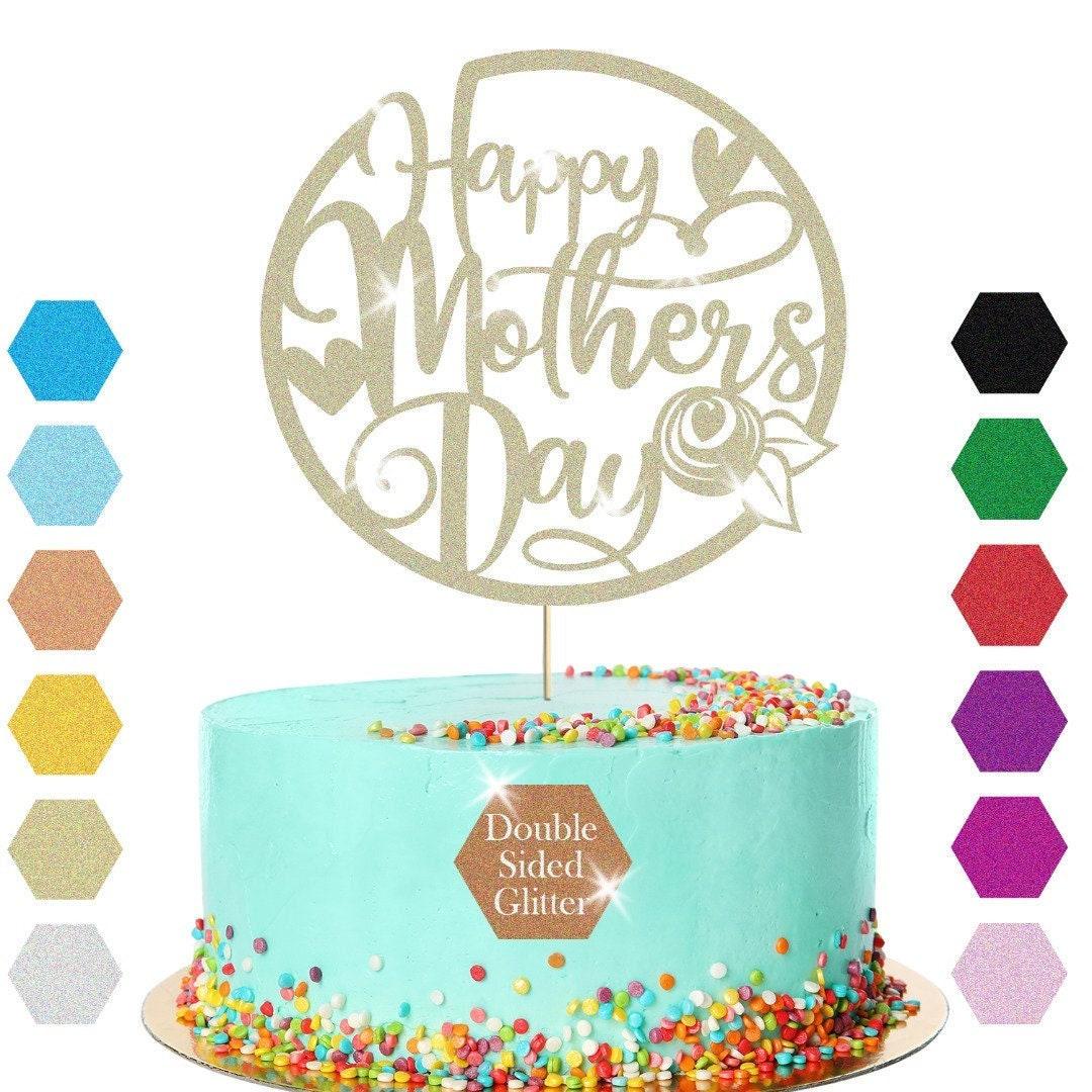 Hearts Design Happy Mothers Day Glitter Cake Topper Birthday Decoration