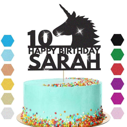 Unicorn Head Cake Topper Personalised Party Birthday Cake Decoration Any Name & Age