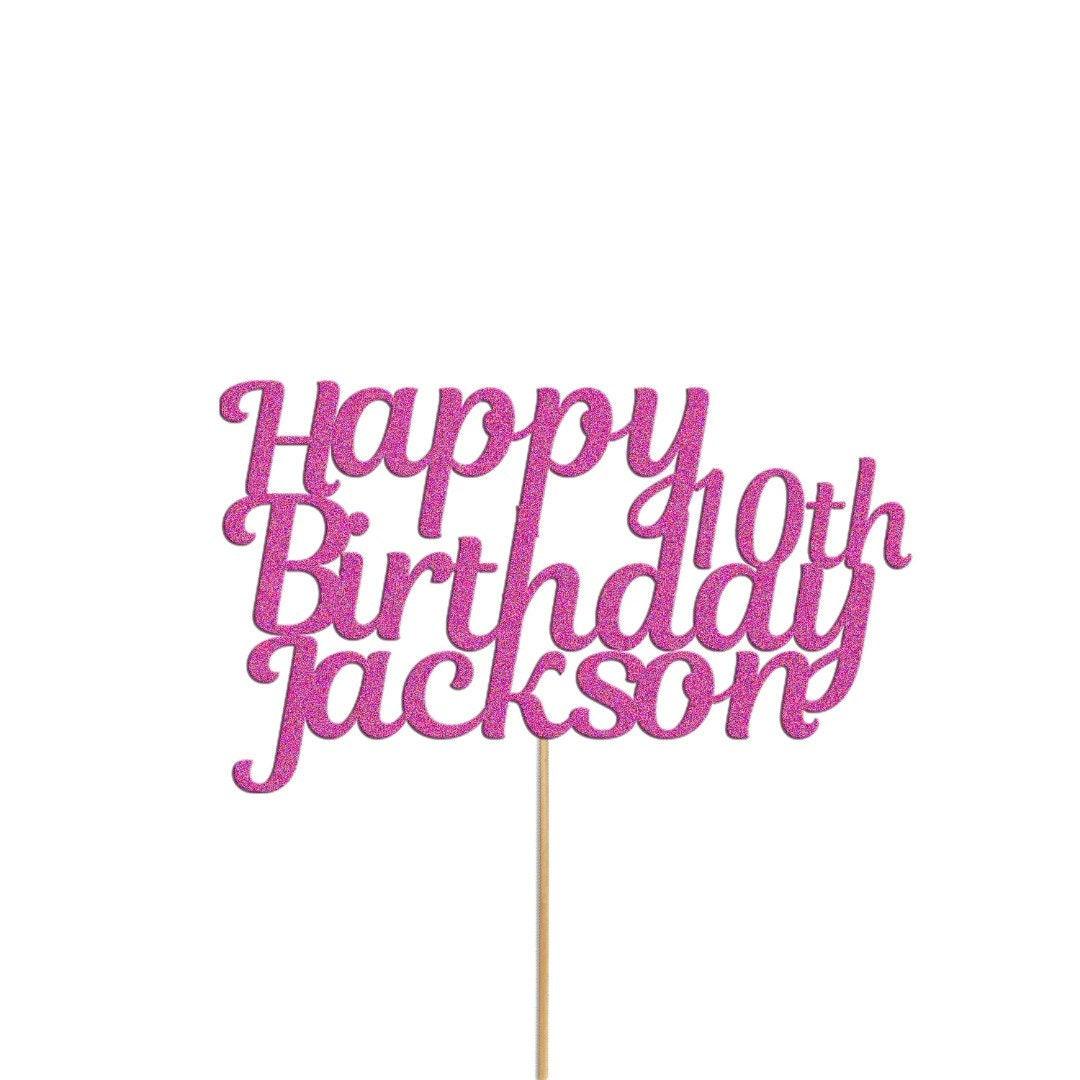 Personalised Happy Birthday Cake Topper With Custom Name & Age Birthday Decoration