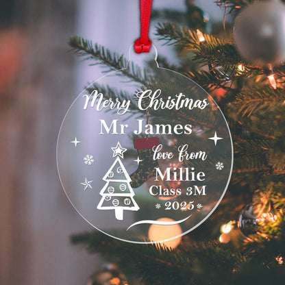 Personalised Christmas Bauble Teacher Teaching Assistant Nursery Name Xmas Gift