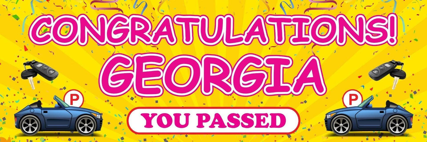 2 Personalised Driving Test Congratulation Banners Party Decoration Posters