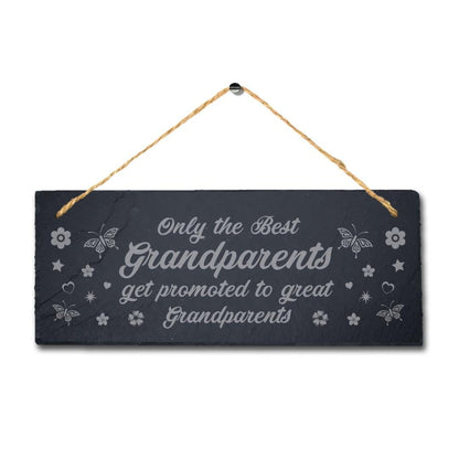 Engraved Slate Grandparents Gift Sign with Jute Rope