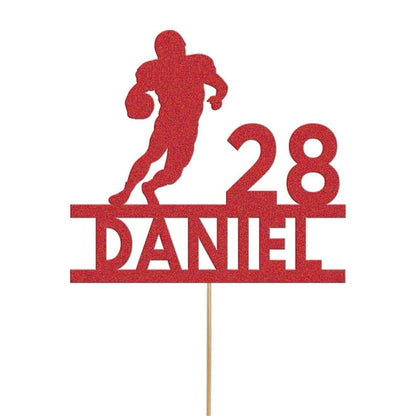 Personalised Rugby Cake Topper: Glitter Sports Fan Decoration