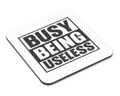 Busy Being Useless Mug & Coaster Set Funny Employees Workers Employers Tea Gift