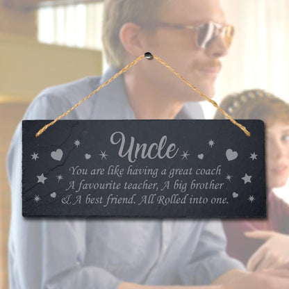Hanging Slate Uncle Having Great Coach Engraved Plaque Fathers Day Gift Sign