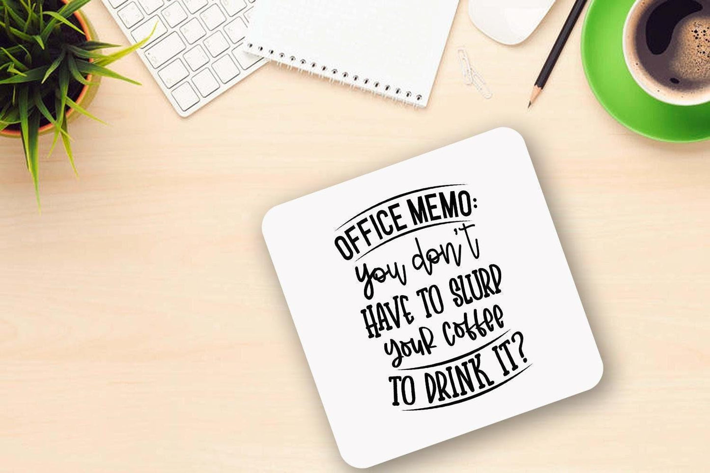 Funny Office Memo Coffee Mug & Coaster Set: Geek Humor Gift