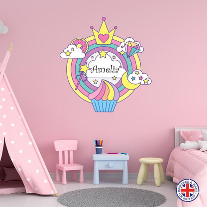 Personalised Princess Fairy Wall Sticker Girls Bedroom Nursery Kids Name Vinyl