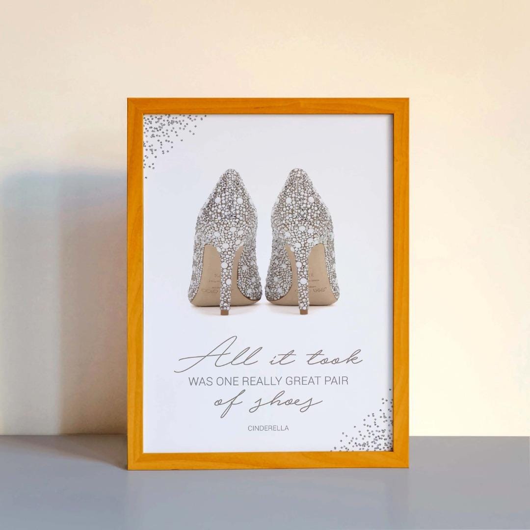 Cinderella Shoes Fashion Girls Bedroom Quotes Wall Art Home Decor Print Poster