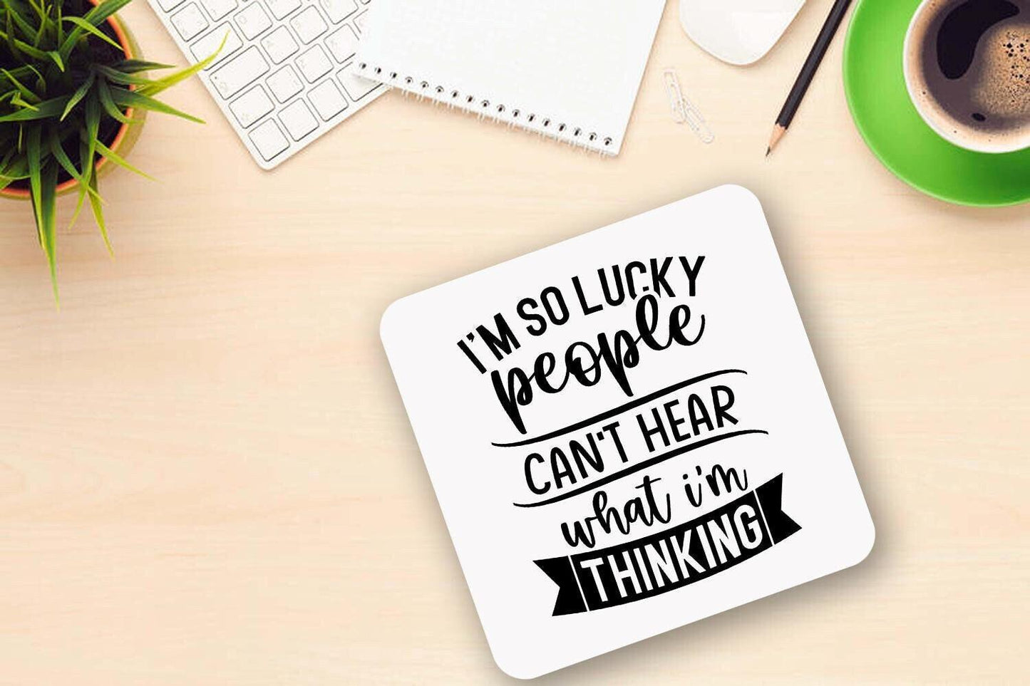 Funny Novelty Mug & Coaster Set: I'm So Lucky Office Gift