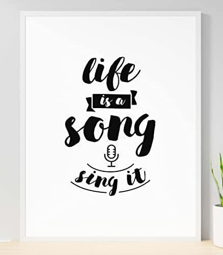 Life Is A Song Sing It Inspirational Positive Quote Life Poster Print Wall