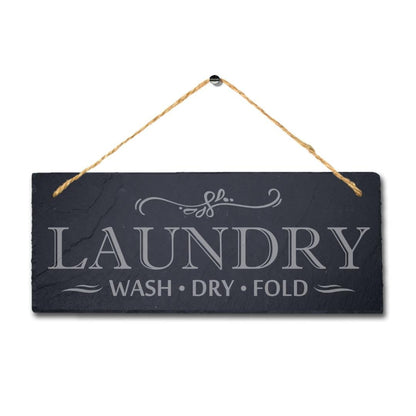 Laundry Wash Dry Fold Laser Engraved Hanging Slate Laundry Hub Home Plaque Sign