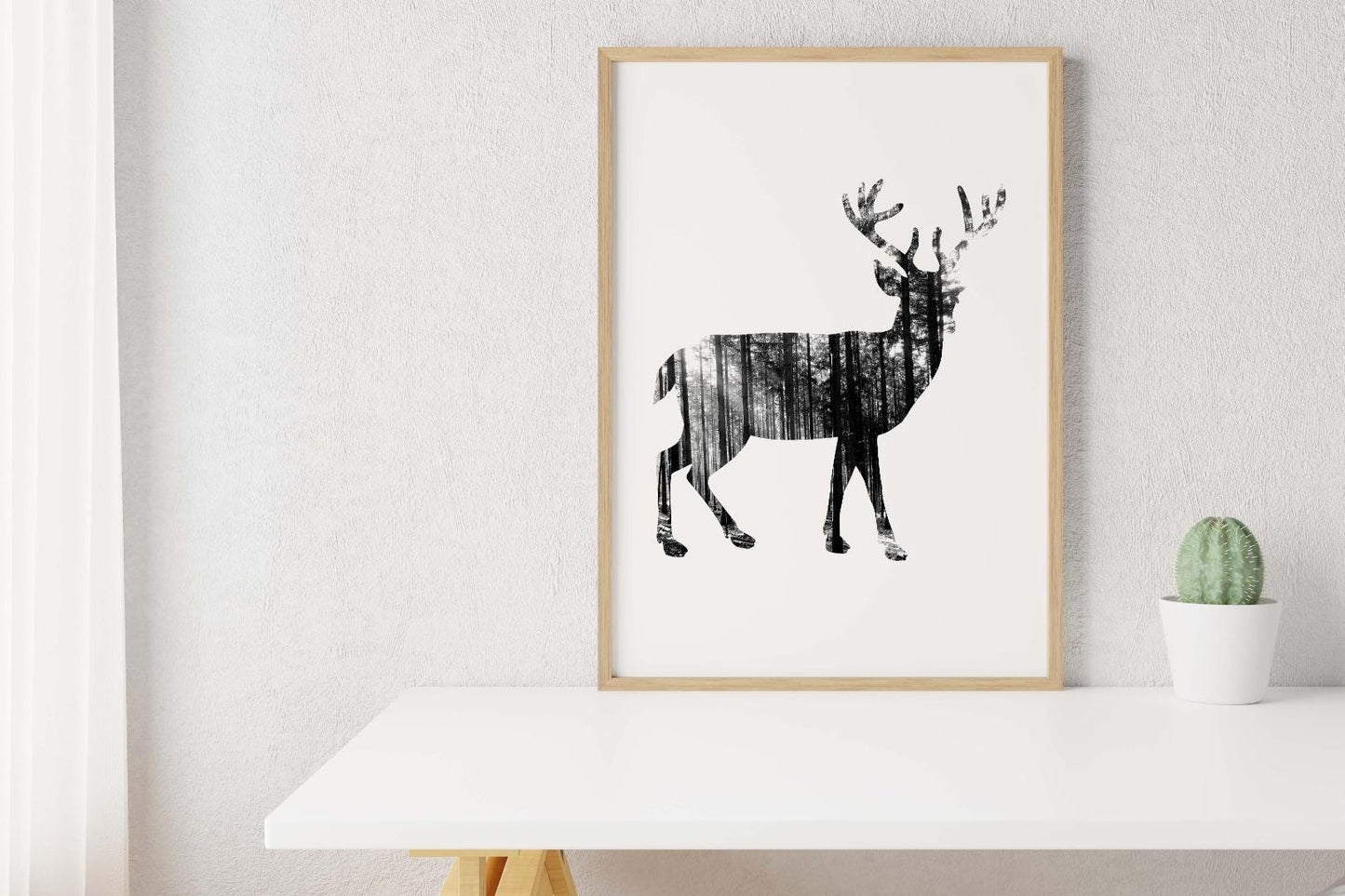 Deer Kids Bedroom Silhouette Forest Animal Wall Art Home Room Decor Print Poster