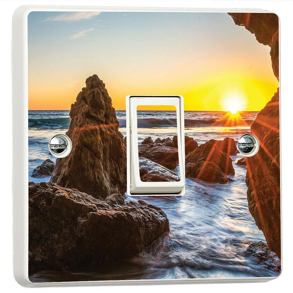 Malibu Ocean Sunset Sunrise 3d Light Switch Sticker Cover Vinyl Skin Wall Decal