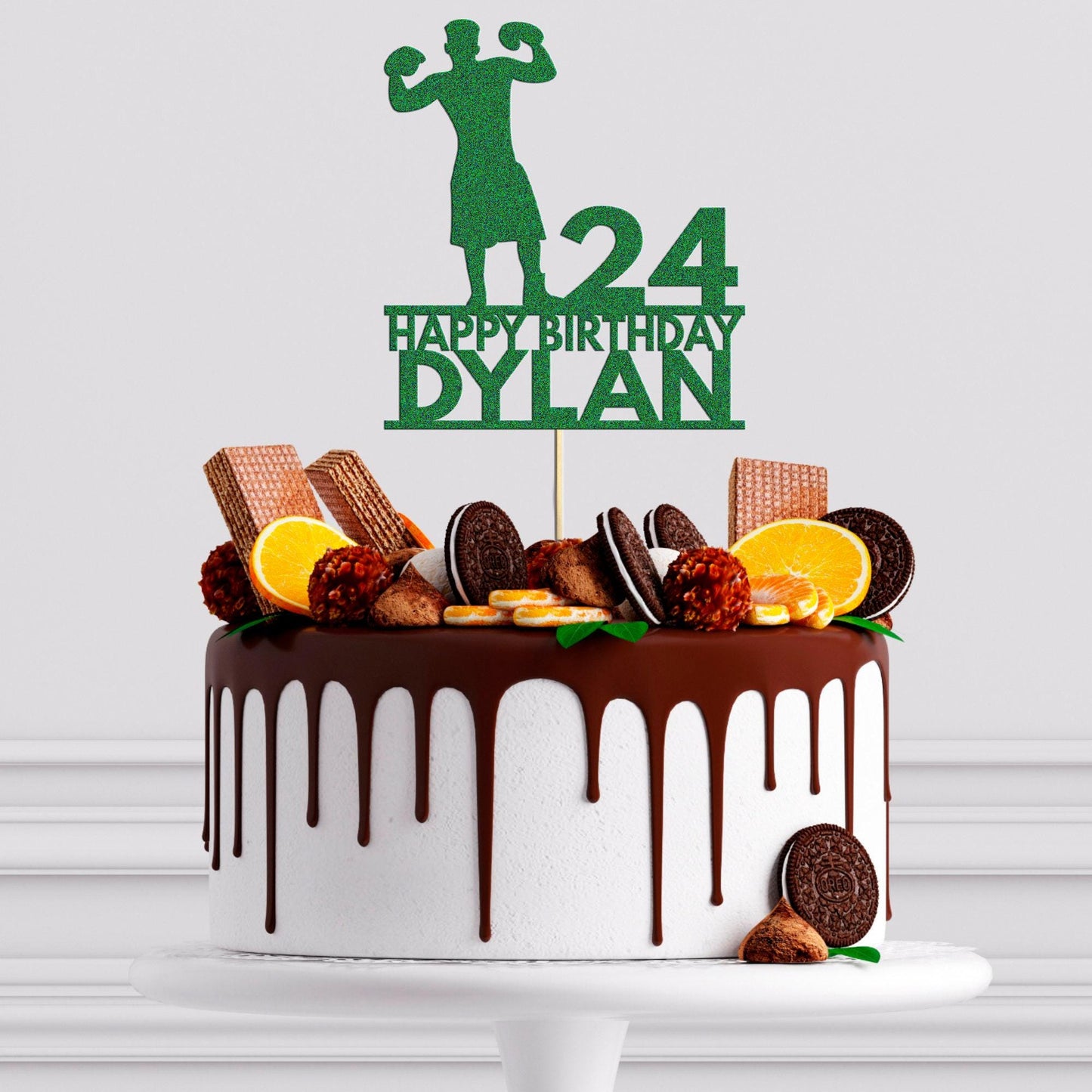 Personalised Boxing Cake Topper: Glitter Champion Decoration