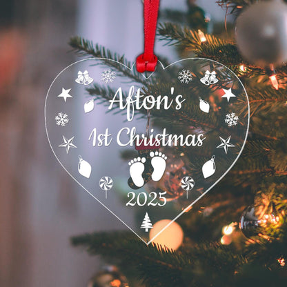 Personalised Baby's First Christmas Bauble: Laser Engraved Acrylic Ornament