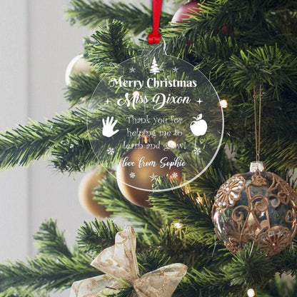Personalised Christmas Bauble Teacher Nursery Childminder Thank You Xmas Gift