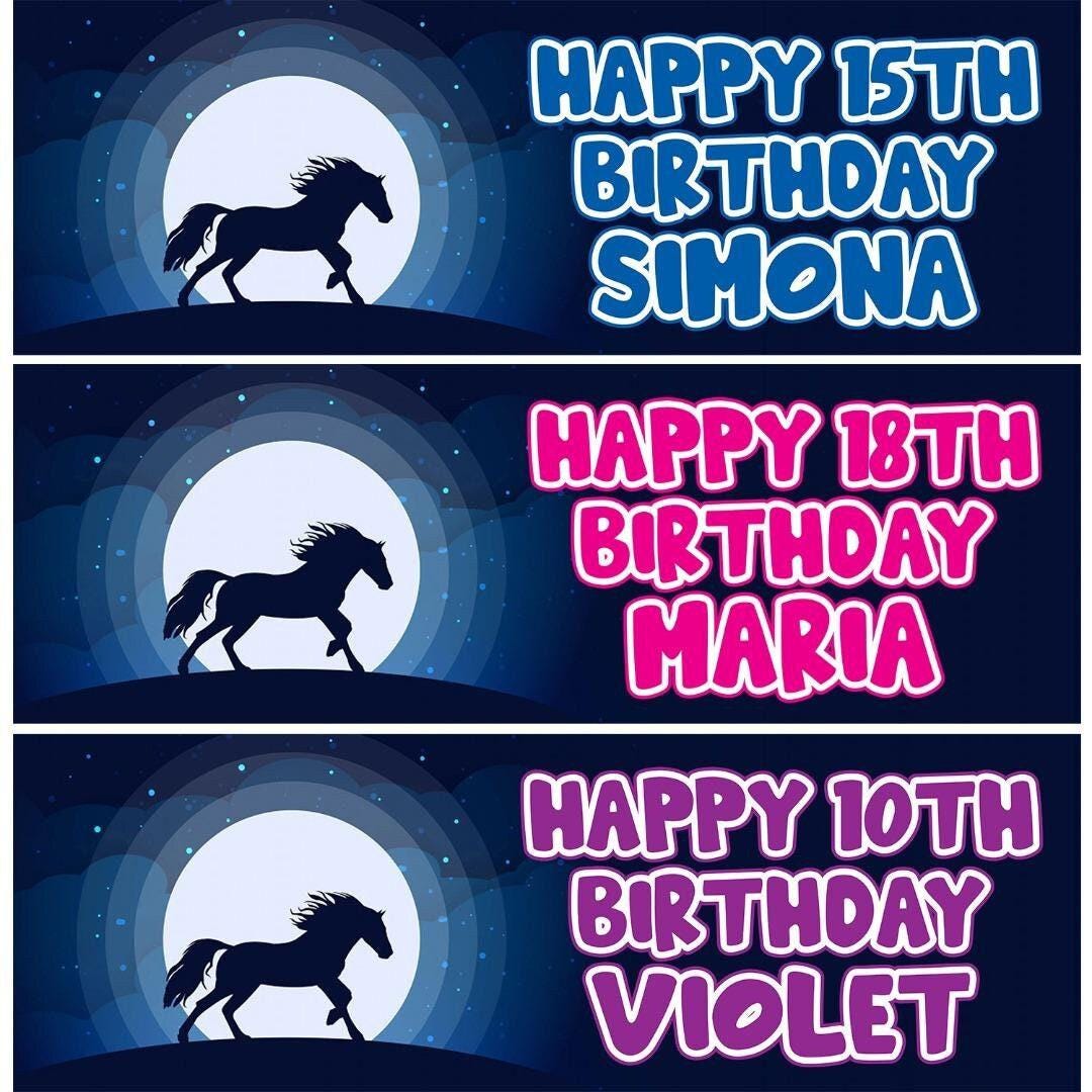 Personalised Horse Birthday Banner: Magical Party Decoration (Set of 2)