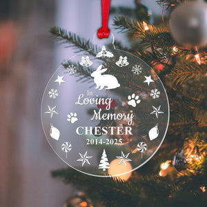 Personalised Rabbit Memorial Christmas Bauble Pet Memory Xmas Tree Ornament Gift