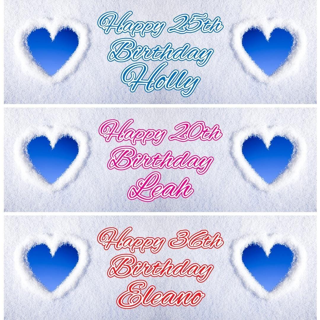 2 Personalised Blue Heart Birthday Party Celebration Banners Decoration Posters