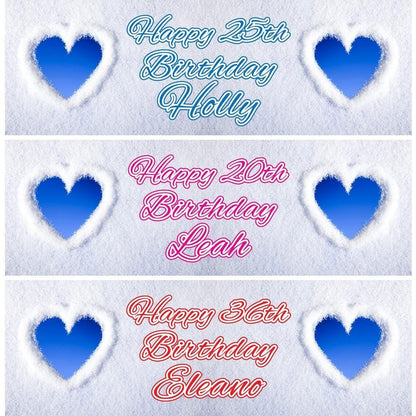 2 Personalised Blue Heart Birthday Party Celebration Banners Decoration Posters