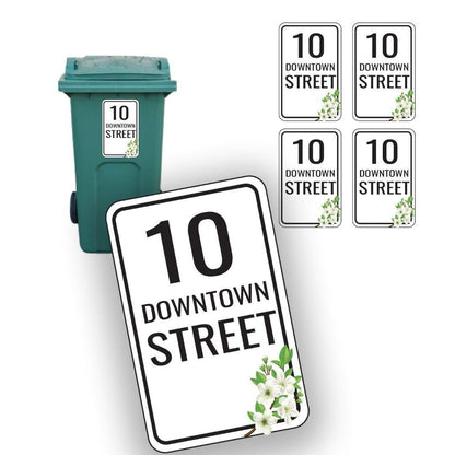Personalised Waterproof Wheelie Bin Stickers Street Number Name Dustbin Vinyl Stickers.