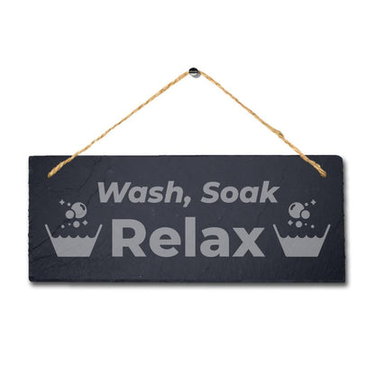 Wash Sock Relax Laser Engraved Hanging Slate Laundry Bath Plaque Sign