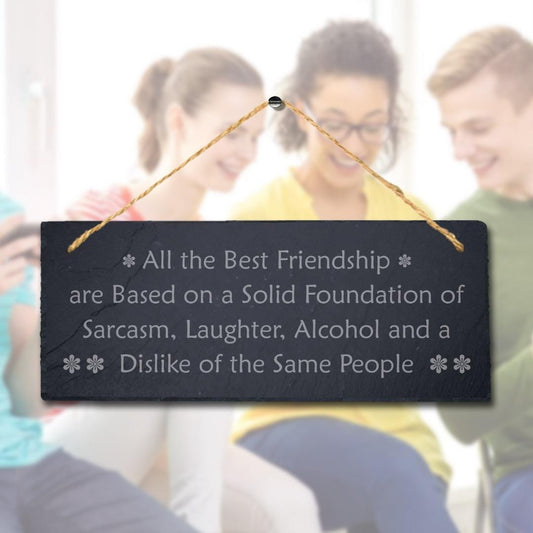 Best Friends Alcohol Engraved Hanging Slate Friendship Funny Gift Plaque Sign