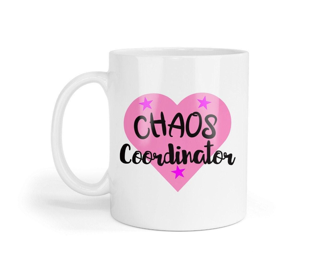 Funny Chaos Coordinator - Ceramic Novelty Mug & Coaster Coffee Tea Cup Office Workspace Gift