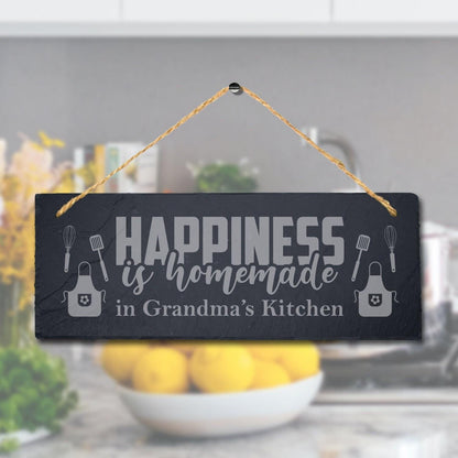 Personalised Grandma Kitchen Hanging Slate Sign Engraved Plaque Food Lovers Gift