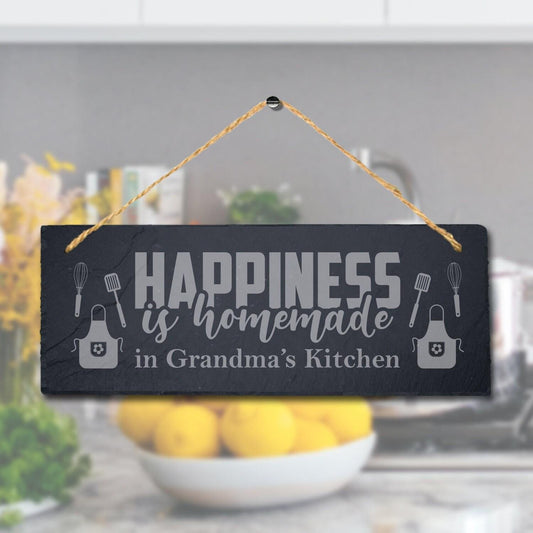 Personalised Grandma Kitchen Hanging Slate Sign Engraved Plaque Food Lovers Gift