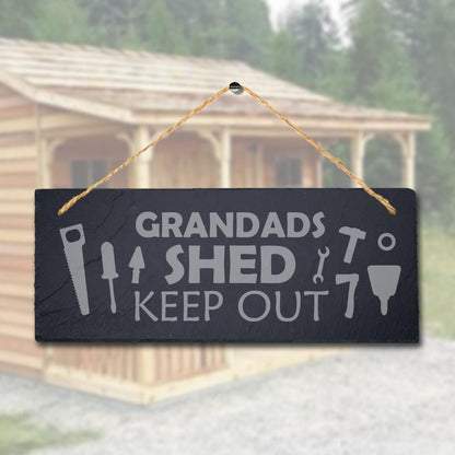 Grandads Shed Keep Out Laser Engraved Hanging Slate Garden Home Shed Plaque Sign
