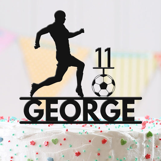 Personalised Football Birthday Cake Topper Footballer Soccer Acrylic Decoration