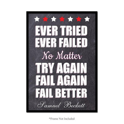 Try Again Wall Art Poster Inspirational Motivational Quote Print Room Home Decor