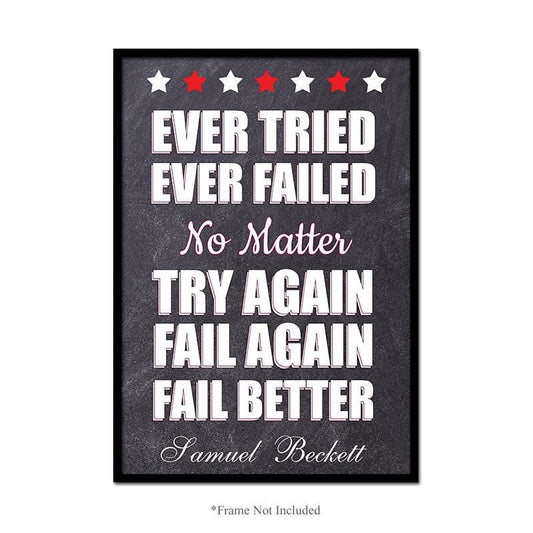 Try Again Wall Art Poster Inspirational Motivational Quote Print Room Home Decor