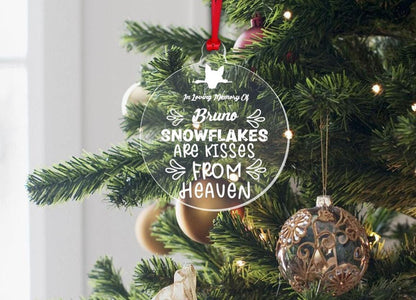 Personalised Dog Memorial Christmas Bauble: Laser Engraved Acrylic Tree Decor