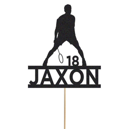 Personalised Badminton Cake Topper: Glitter Decoration With Custom  name & age