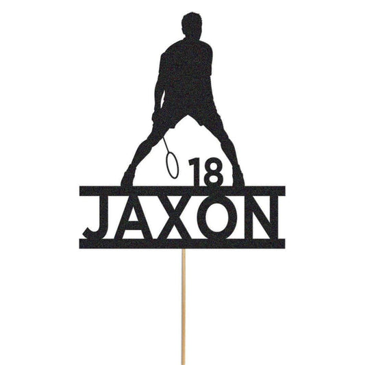Personalised Badminton Cake Topper: Glitter Decoration With Custom  name & age