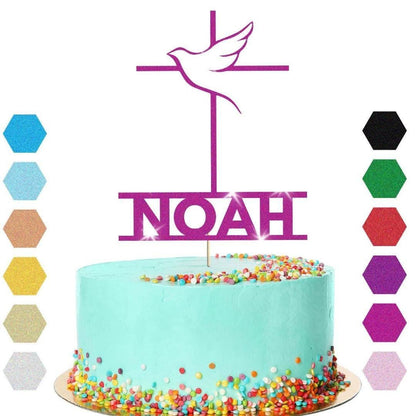 Personalised Cross With Dove Confirmation Cake Topper Congratulation Any Name