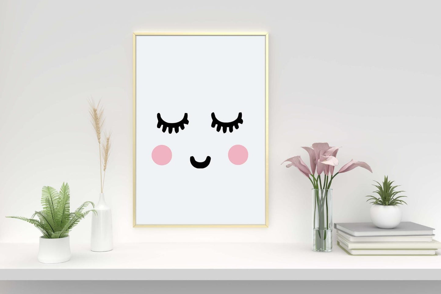 Sleepy Eyelashes Emoji Nursery Bedroom Boys Girls Wall Decor Art Poster Print