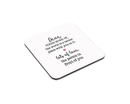 Dear Person Coffee Mug Gift Set, Inspirational Tea Cup & Coaster