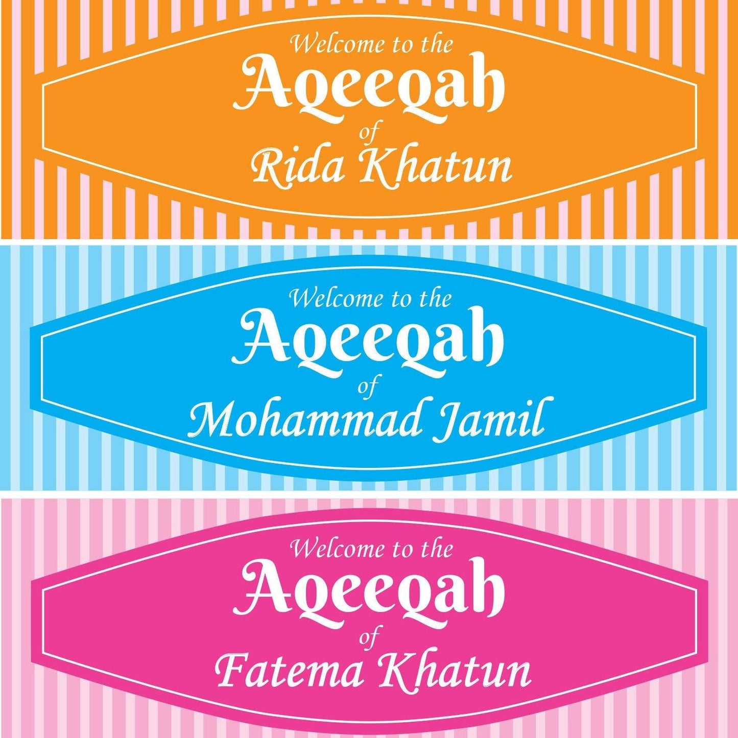 2 Personalised Welcome To Aqiqah Party Celebration Banners Decoration Posters