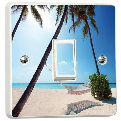 Maldives Tropical Beach Light Switch Sticker Cover Vinyl Skin Wall Decal Decor