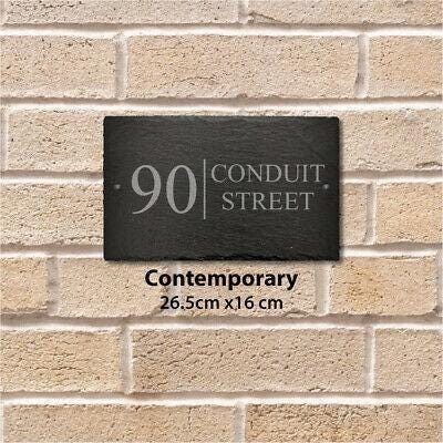 Personalised Rectangle Slate Plaque Door Number House Name Contemporary Style