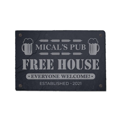 Personalised House Plaque Home Street Name Wall Slate Sign Laser Engraved Stone