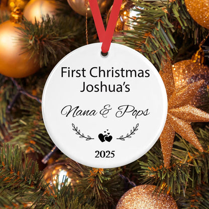Personalised First Christmas As Nana Pops Bauble Tree Ornament Decoration Gift