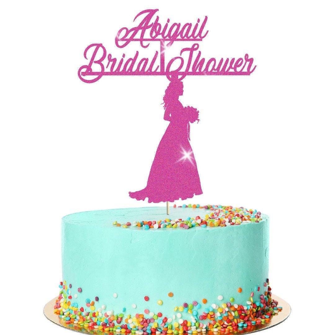 Glitter Cake Topper - Bridal Shower - Personalised Decor For Wedding Celebration